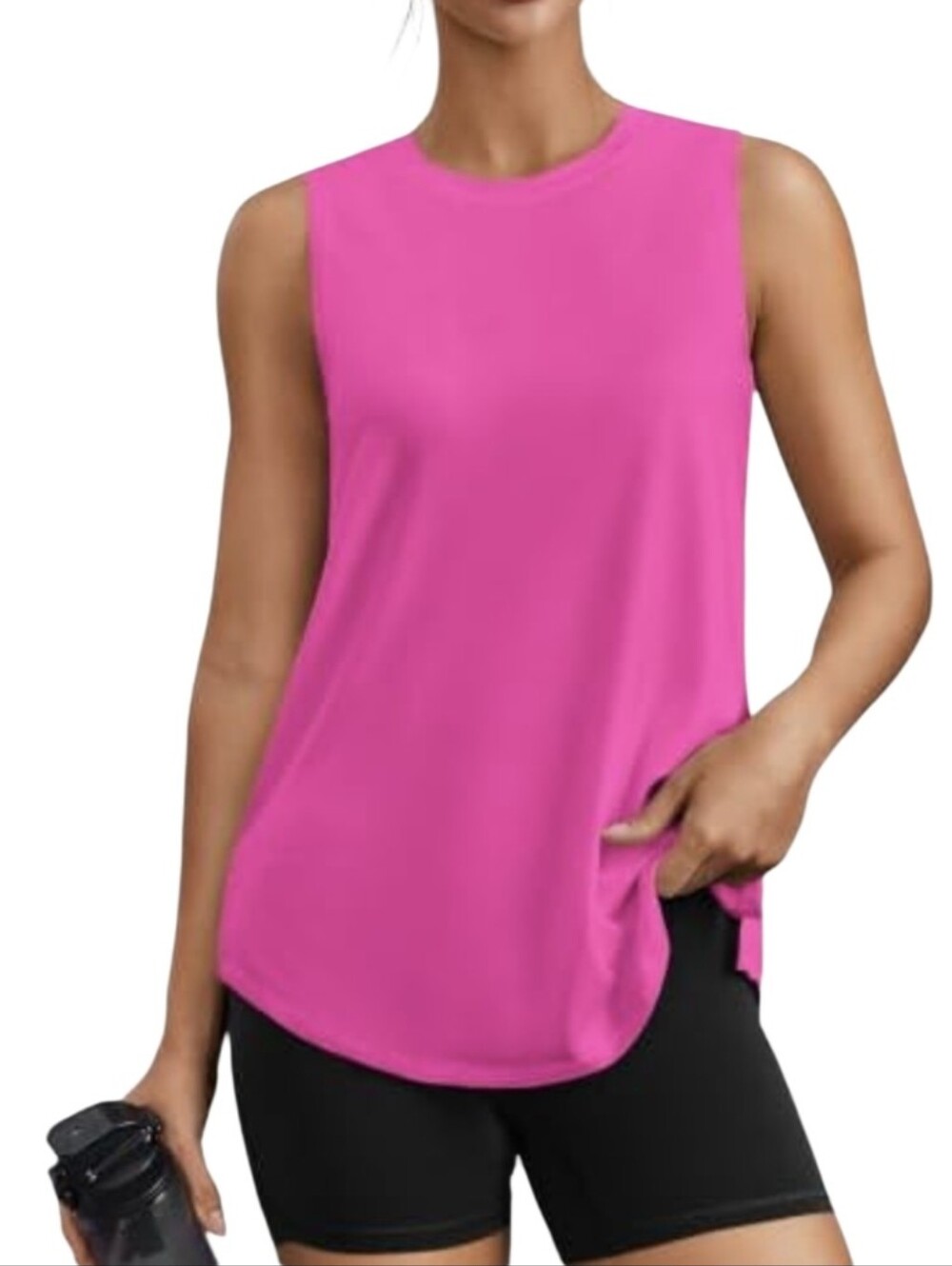 #A48 Nicole Miller Sport Hot Pink Sleeveless Crewneck Tank